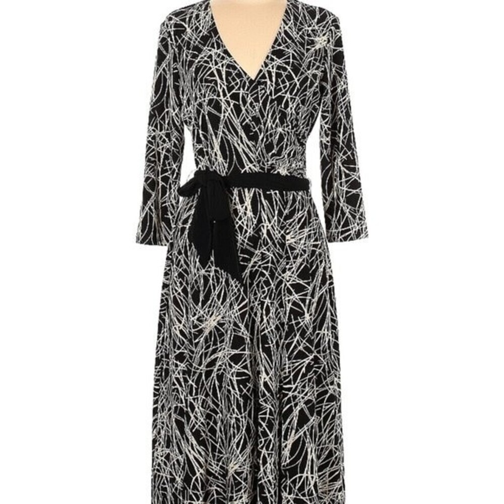 REQUIREMENT Casual Dress Black and Cream Size L